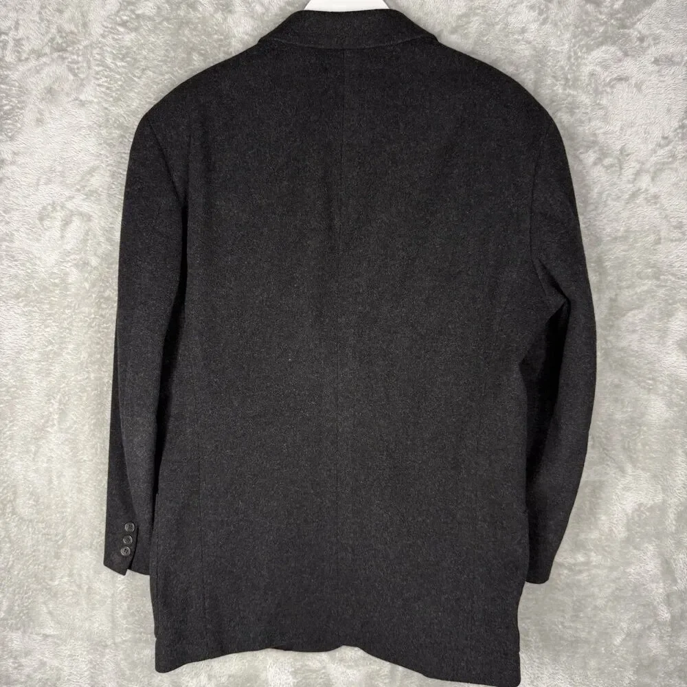 Vtg 90s J Crew Blazer Mens 40R Wool Cashmere Gray Oarsman Soft USA Made 3 Button